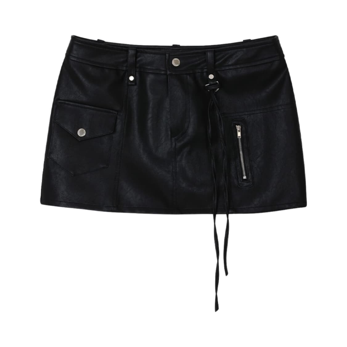 보헤미안서울 Low Cargo Mini Skirt 로우 카고 레더 스커트 상품이미지1