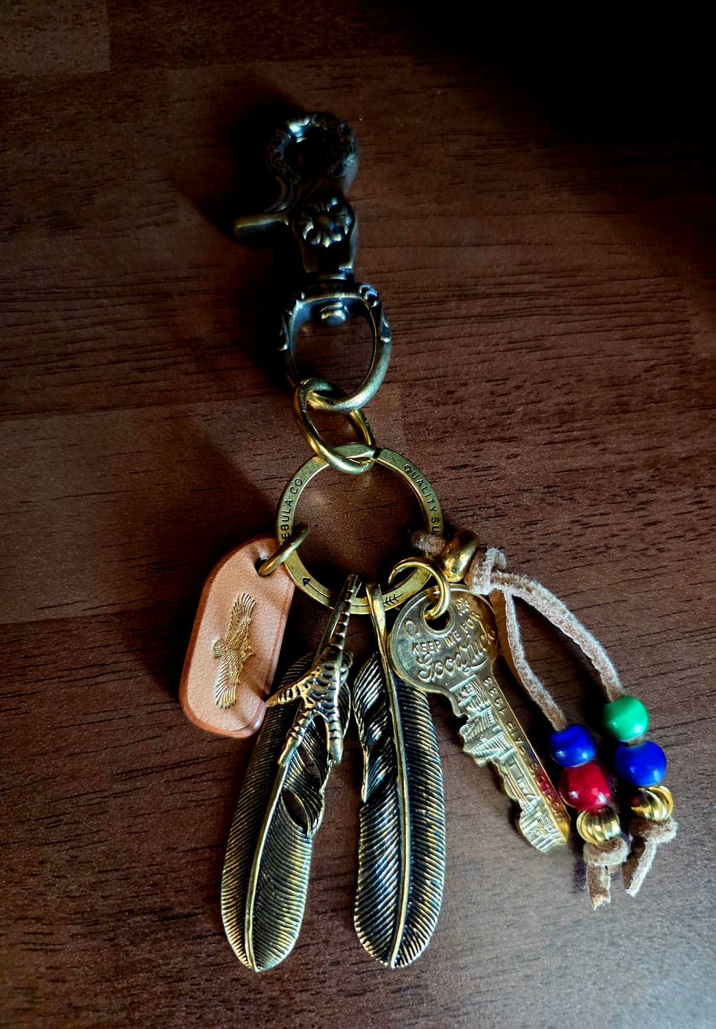 3cross gold brass double wing  keyring 상품이미지4