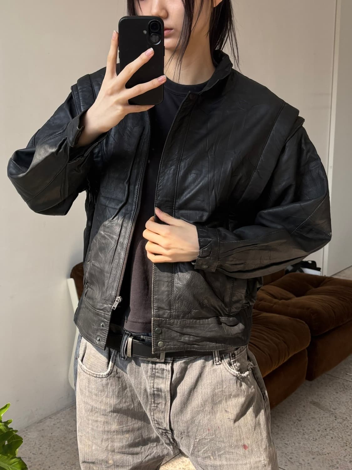 리얼 레더 블루종 자켓 상품이미지2