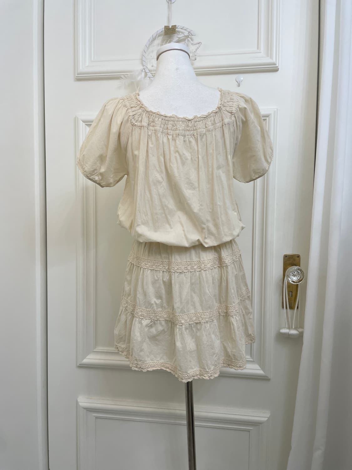 ivory lace trimming bow point cotton opc 상품이미지3