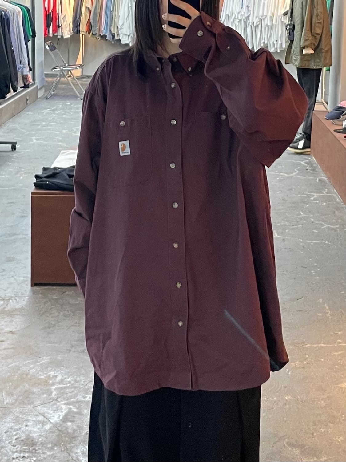 칼하트 버건디 워크셔츠 H1645 상품이미지1