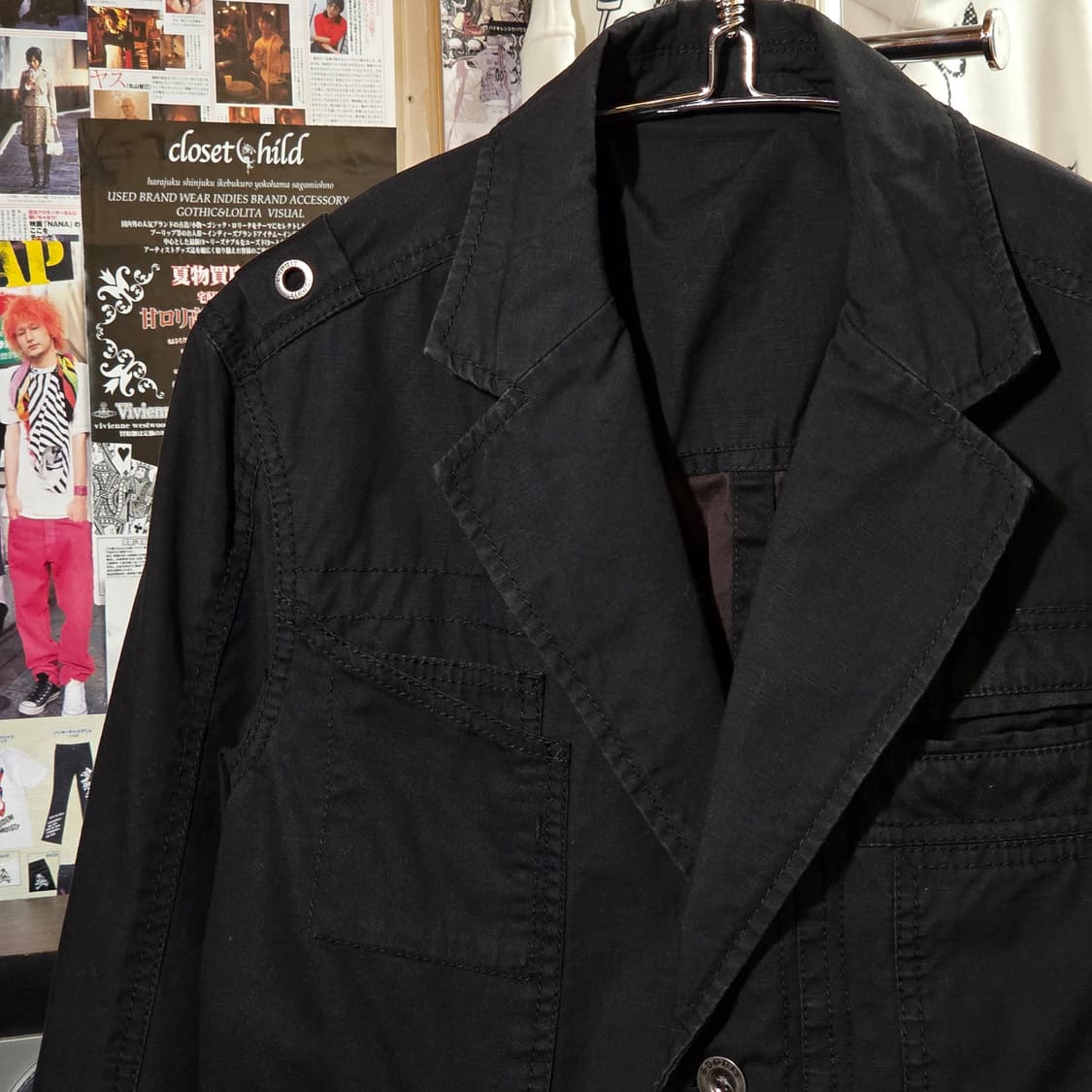 빈티지 블랙 코튼 블레이저 자켓 상품이미지3