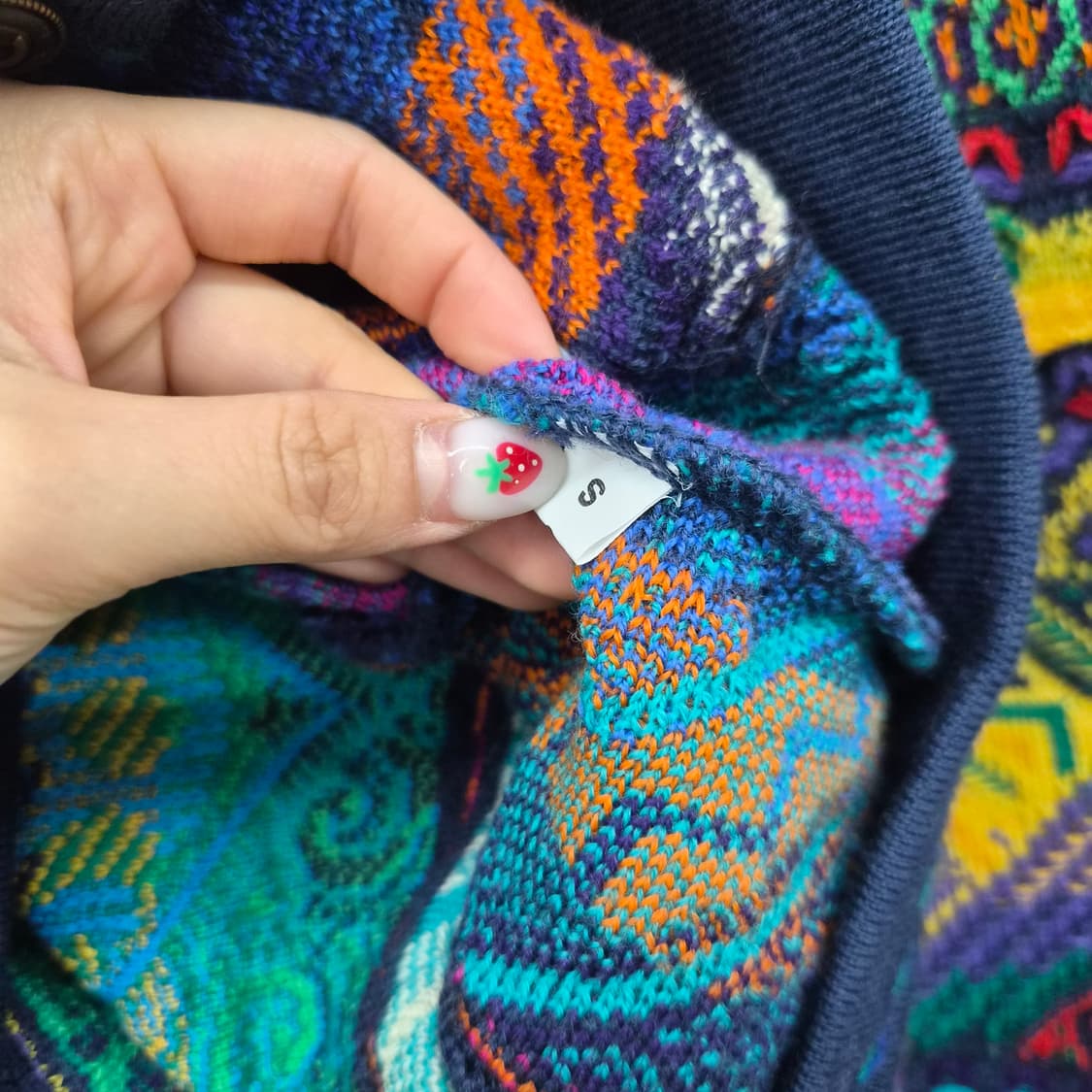 쿠지 멀티 컬러 3D 니트 가디건 남여공용 S 상품이미지5