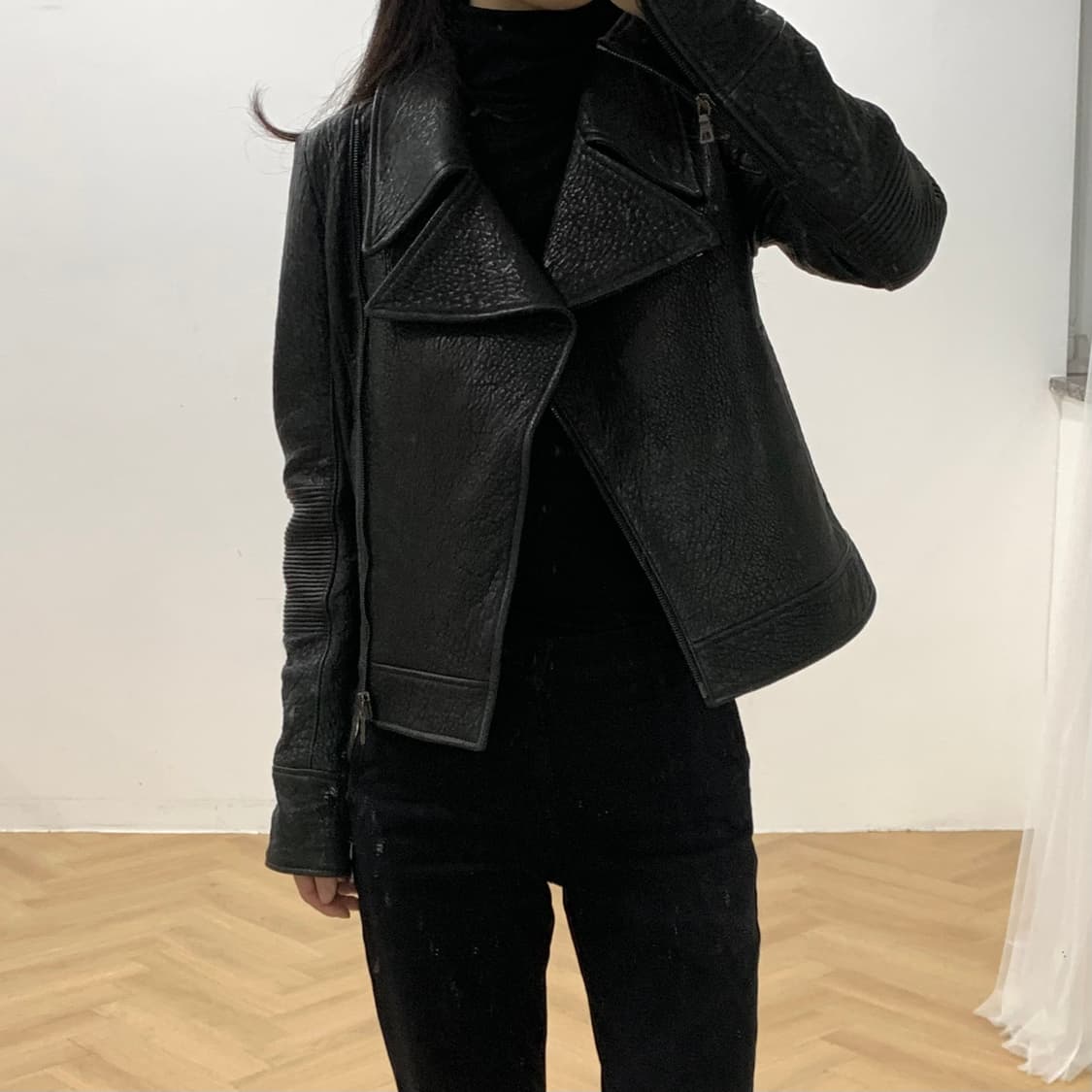 프라다 여성 램스킨 집업 레더 가죽 자켓 상품이미지1