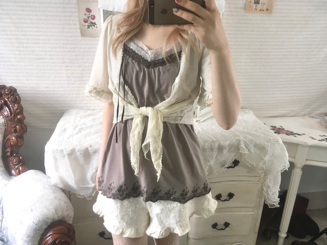 Set)액시즈팜 레이스 볼레로 가디건 + 앤틱 레이스 나시 상품이미지1