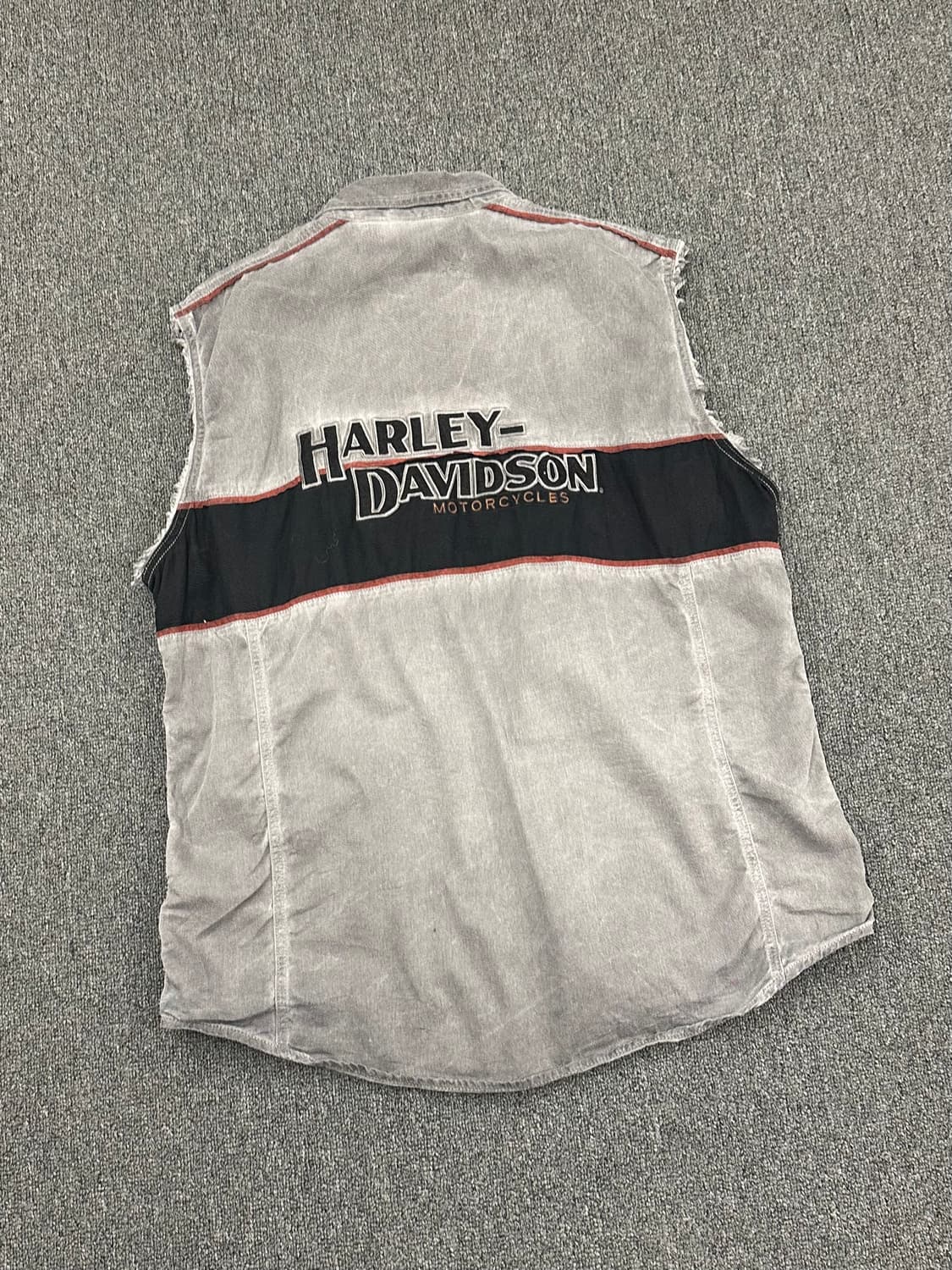 XL)할리데이비슨 vintage 흑청 데님 셔츠 베스트 상품이미지5