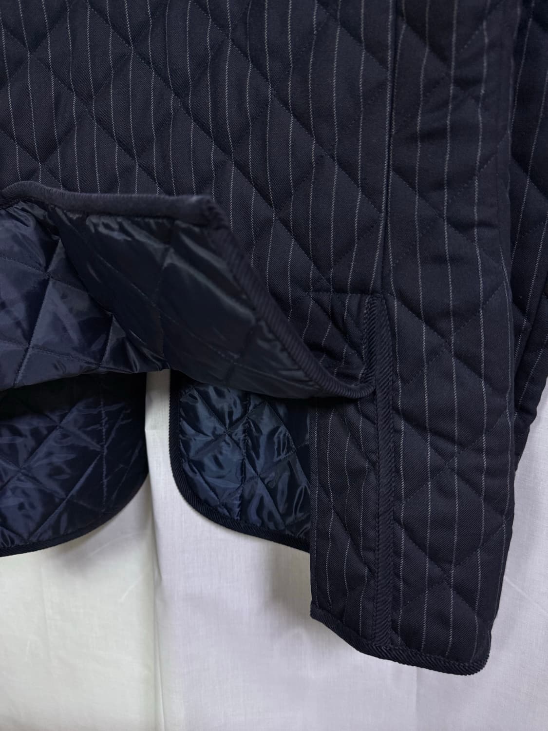 라벤헴 스트라이프 울 퀼팅 자켓 네이비 (lavenham) 상품이미지6