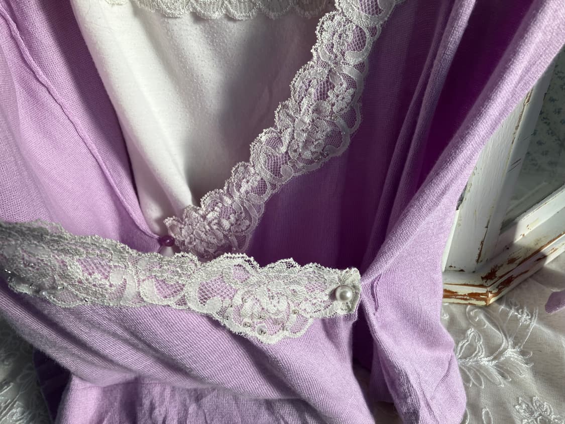 빈티지 레이스 라밴더 랩가디건 + 아이보리 나시 상품이미지6