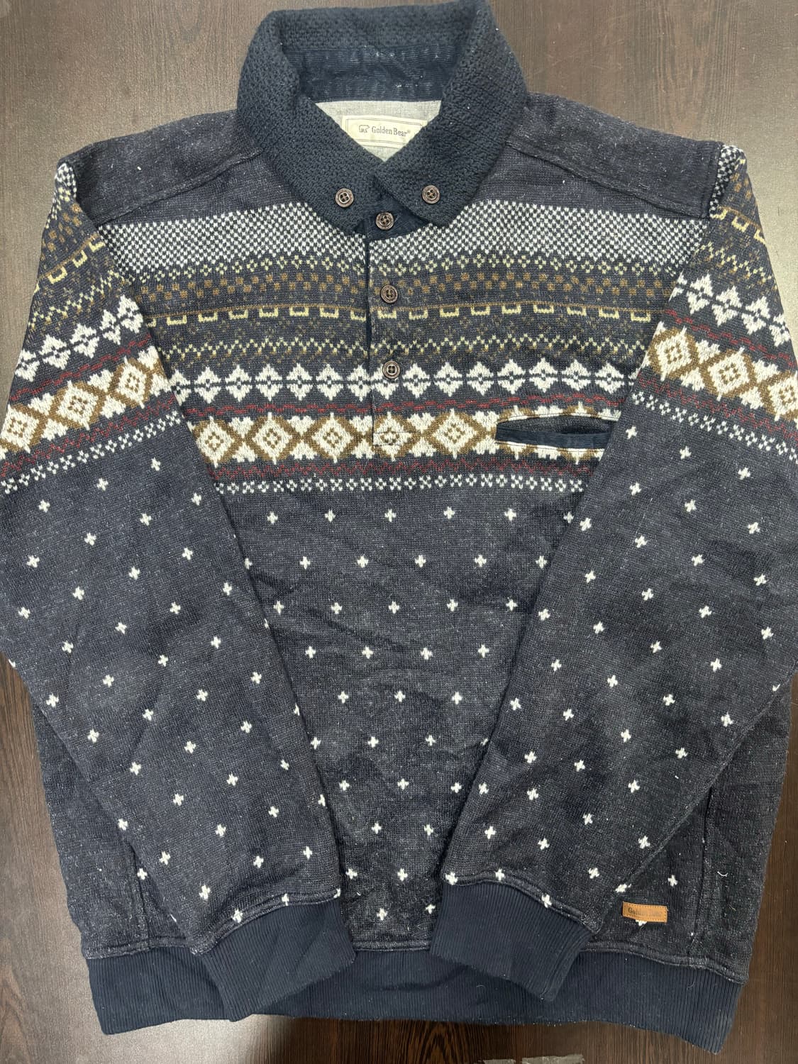 골든베어 패턴 니트 가디건 블랙 상품이미지2