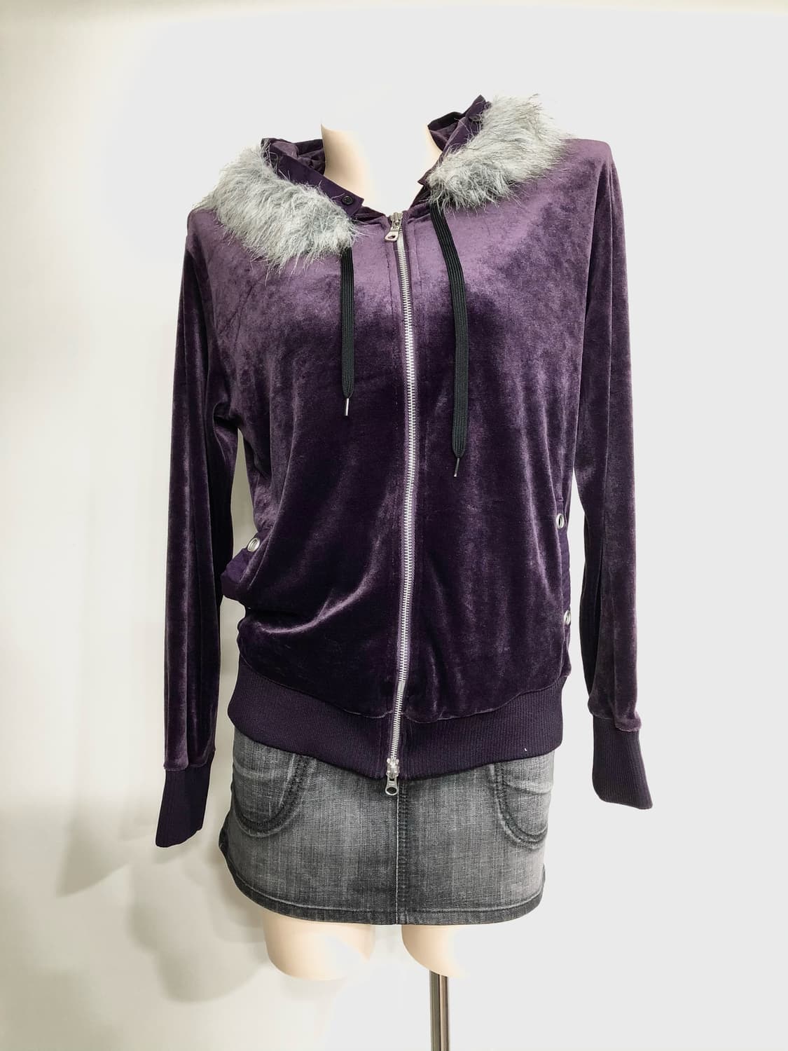 purple velvet two-way hood jacket 상품이미지2