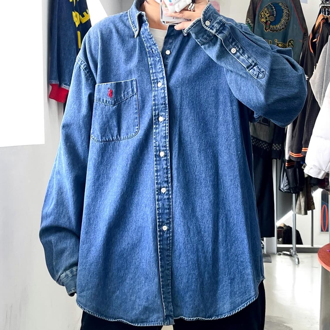 폴로 랄프로렌 90s 기본 블레이크 데님 셔츠 상품이미지1