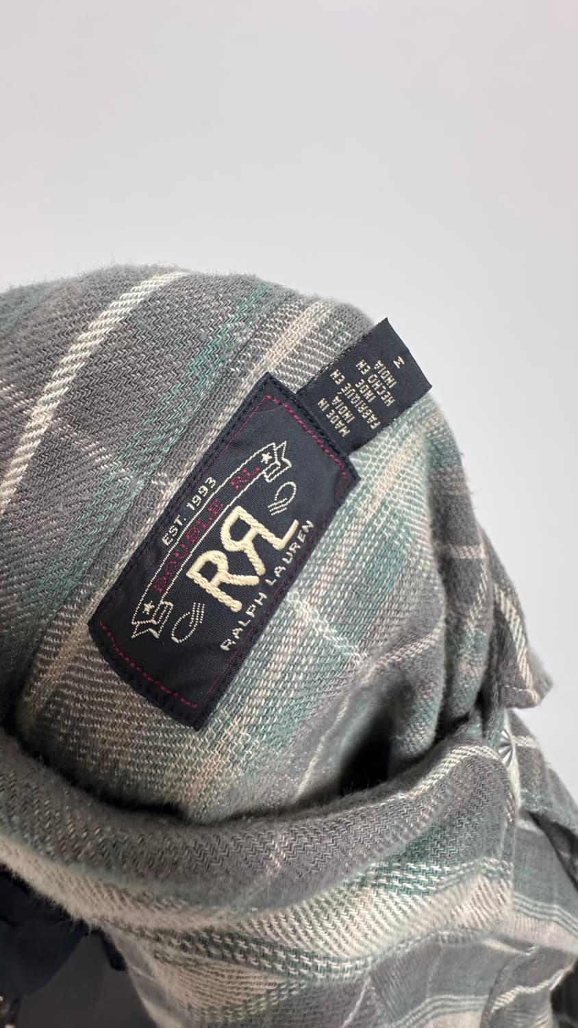 [M] RRL 슬림핏 웨스턴 콘쵸 플레이드 체크 플란넬 트윌 셔츠 상품이미지4