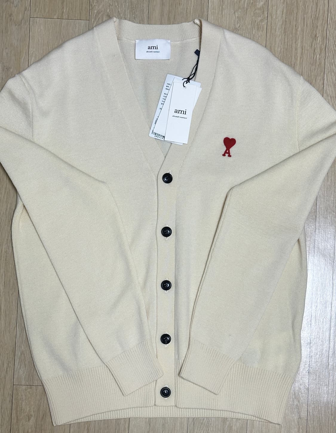 아미 스몰하트 가디건 남녀공용 바닐라 화이트 M (HKC001-001-7 상품이미지2