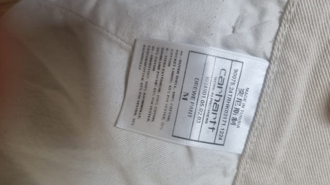 Carheart Wip drewe 내추럴 린스드 팬츠 상품이미지3