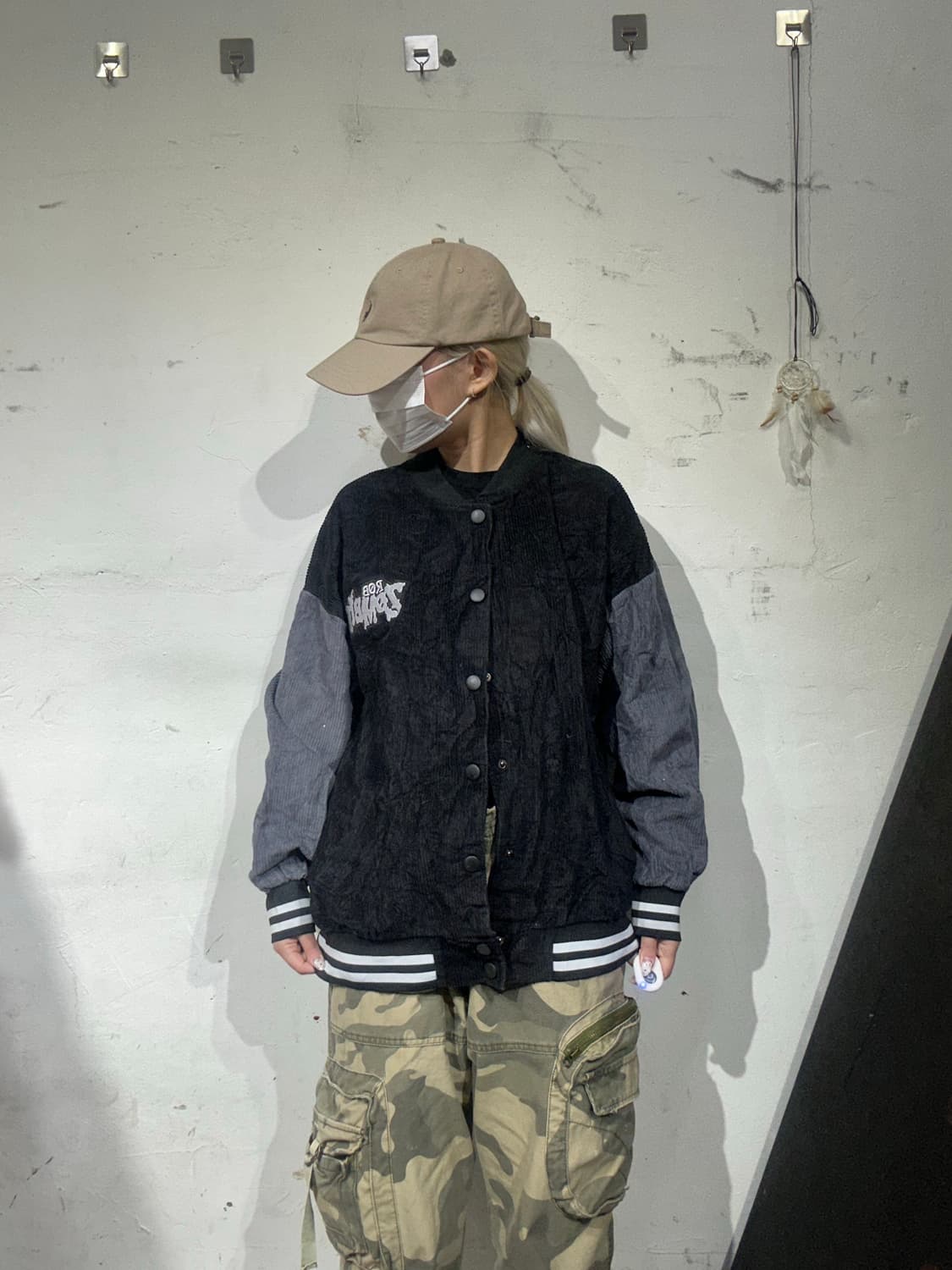 일본 빈티지 블랙 코듀로이 바시티 스타디움 자켓 상품이미지2