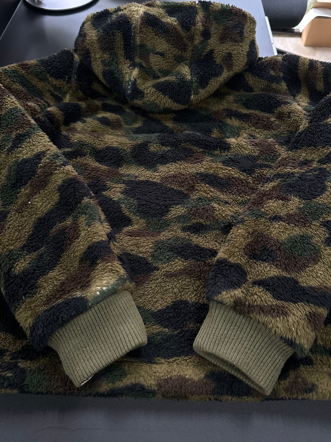 베이프 1st camo 녹계 플리스 후드아노락  상품이미지5