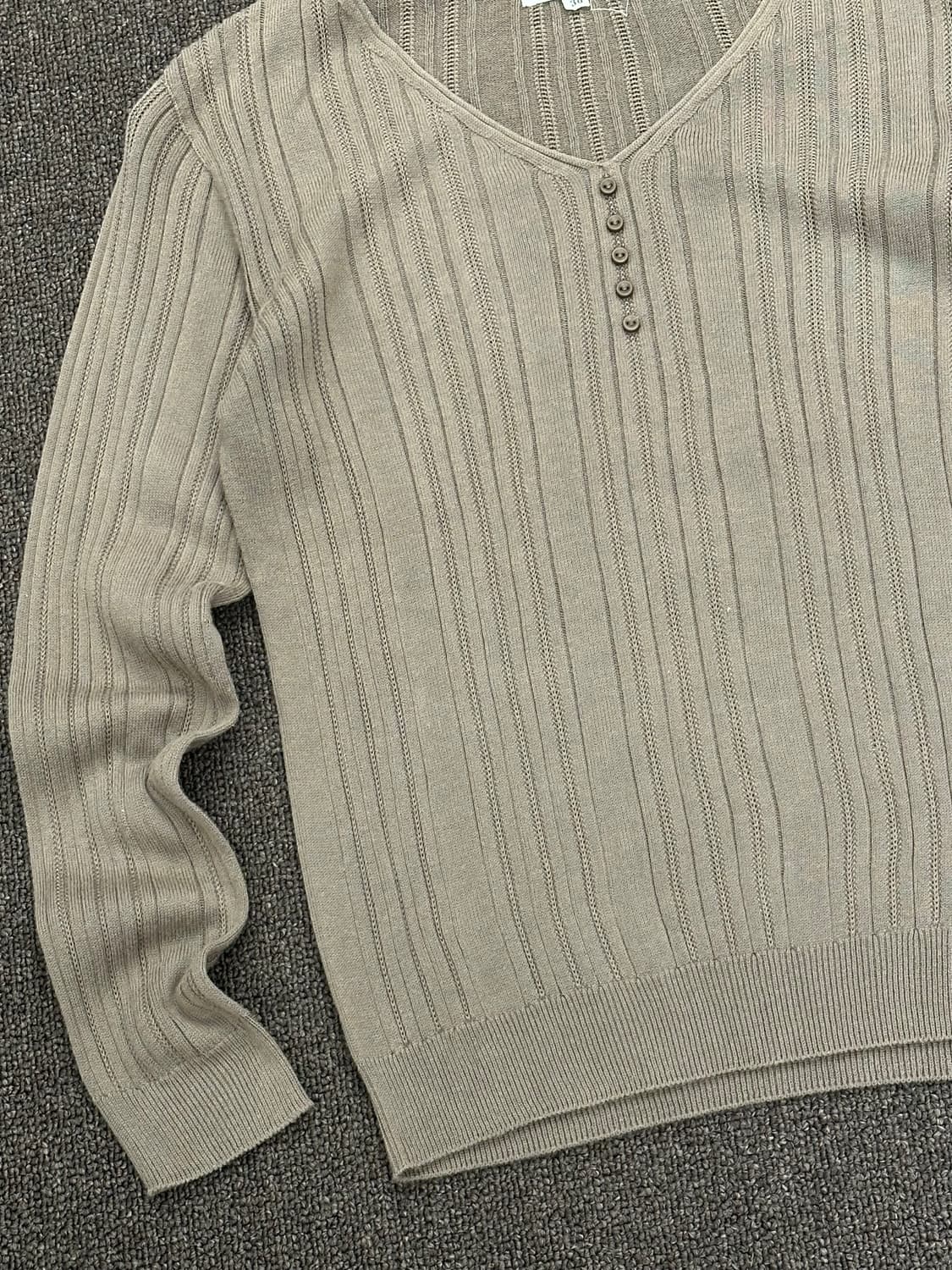 38)Japanese vintage 여성 v넥 버튼 니트 탑 상품이미지4