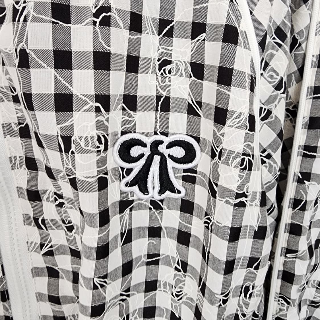 리본 체크 패턴 봄버 점퍼 상품이미지4