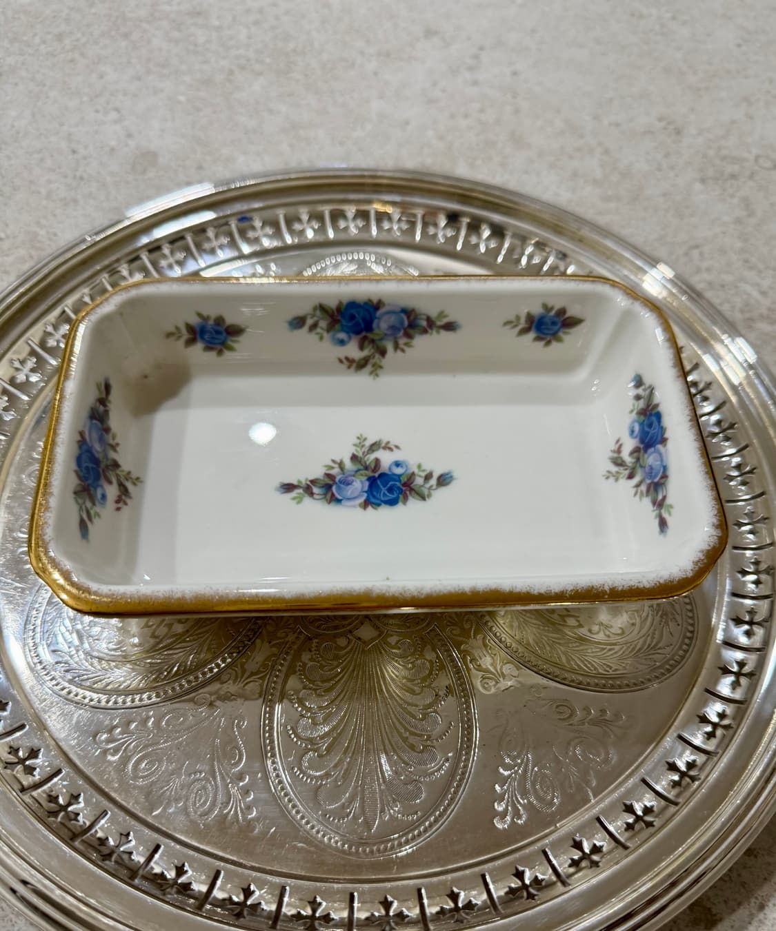 영국로얄 알버트 문라이트 로즈 직사각 접시 상품이미지1