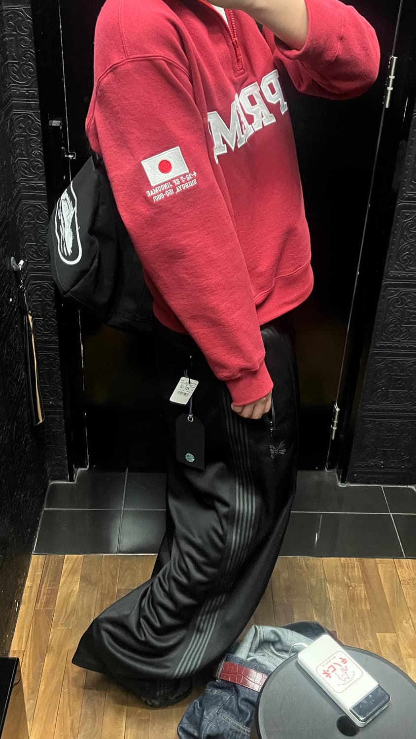 실착 3회 슈프림 샵 플래그 하프 집 풀오버 다크 레드 도쿄 - 26SS 상품이미지3