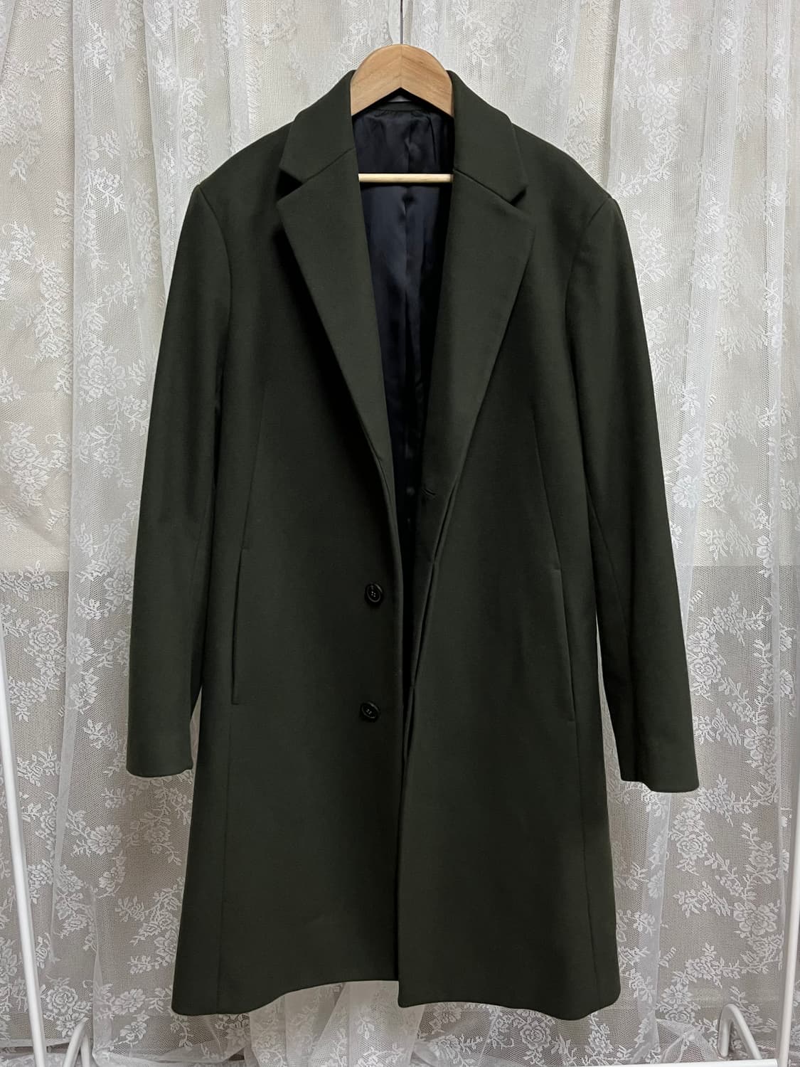 L) 띠어리 Theory 캐시미어 블렌드 코트 그린 상품이미지3