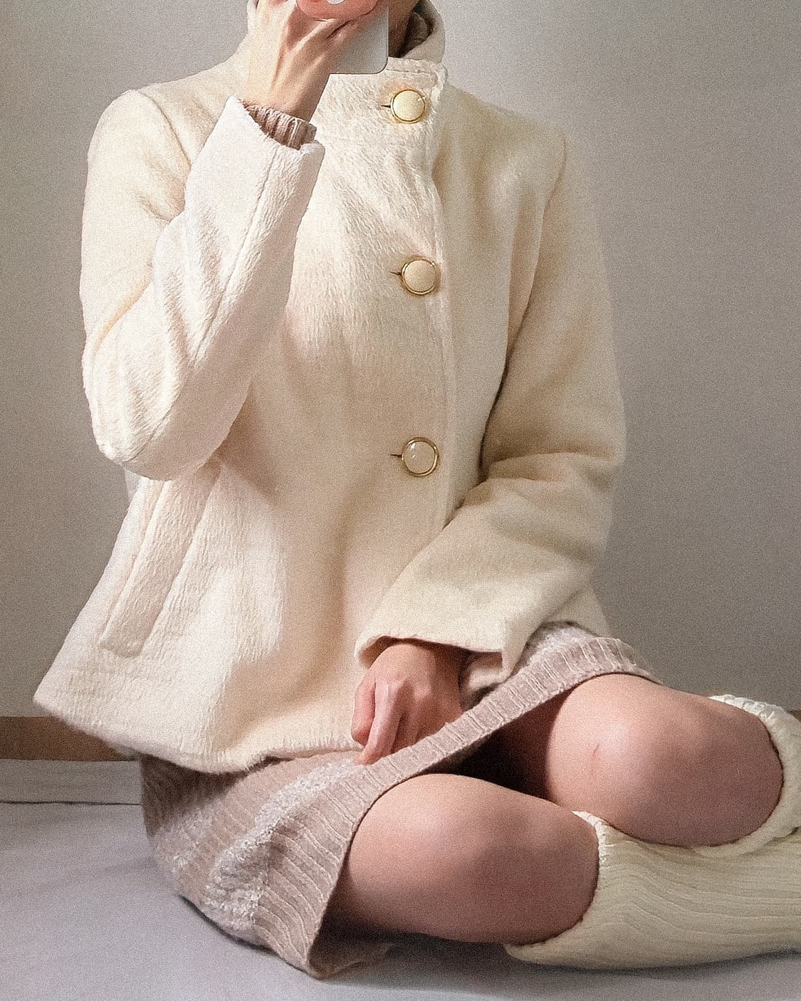 로페 피크닉 크림 소프트 텍스쳐 숏코트 상품이미지1