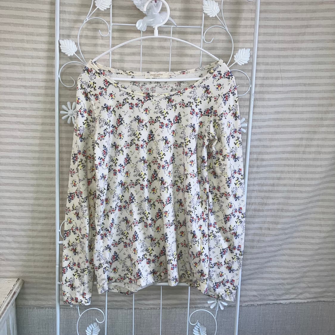 jpn vintage 아이보리 플라워 패턴 롱슬리브 y2k 스트릿 갸루  상품이미지4