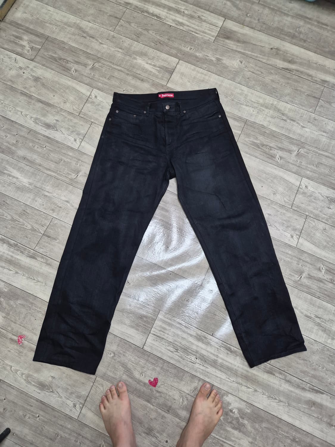 [34]슈프림 리지드 루즈 핏 셀비지 진 리지드 블랙 슈프림 팬츠 상품이미지3