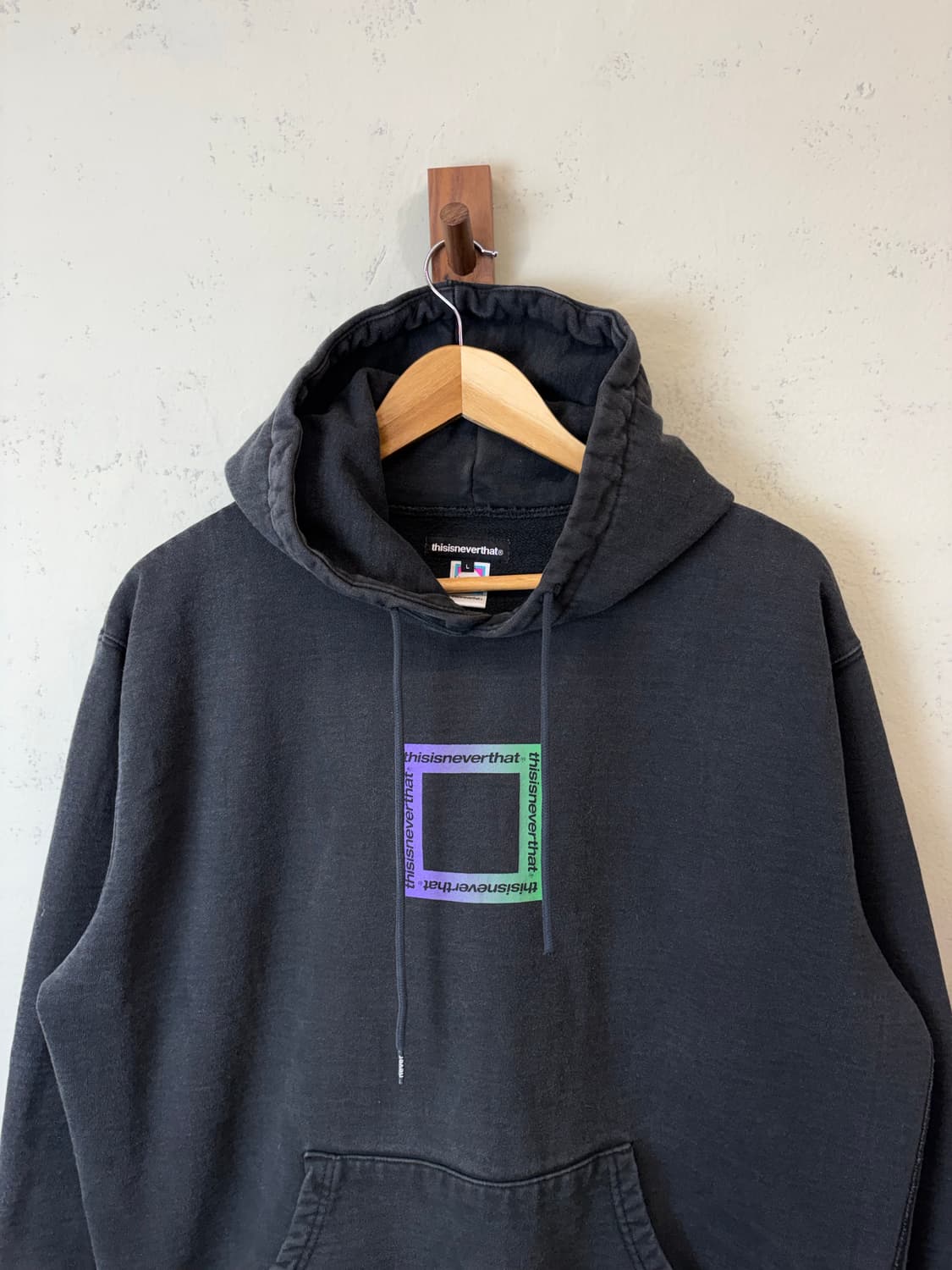 디스이즈네버댓 빈티지 헤비코튼 후드티 블랙 상품이미지5
