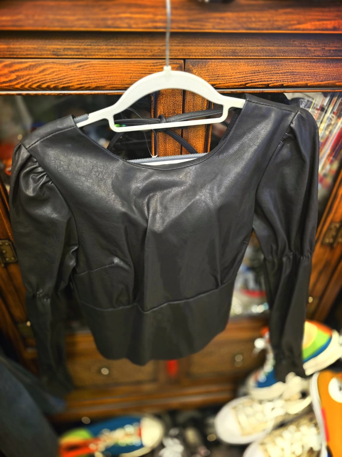 일본빈티지 블랙 레더 브라우스 상품이미지5