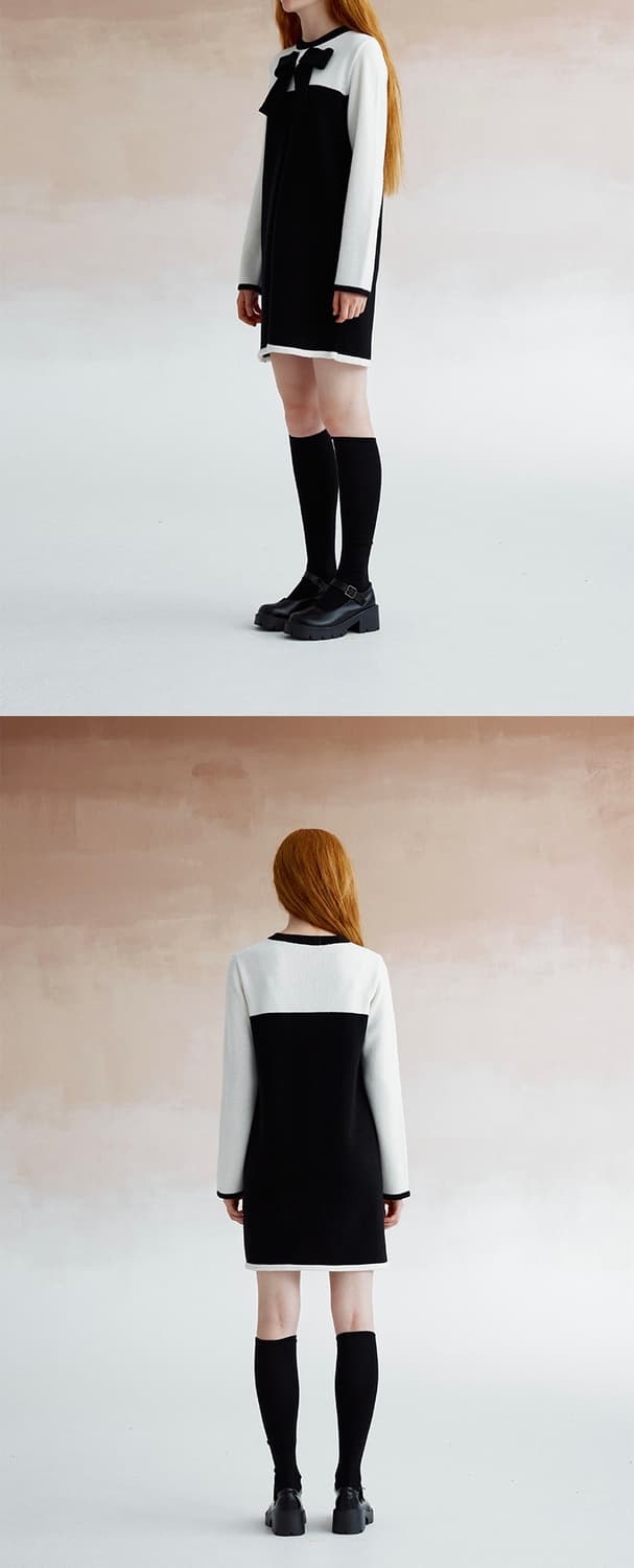 듀이듀이 리본 니트 원피스 드레스 상품이미지3