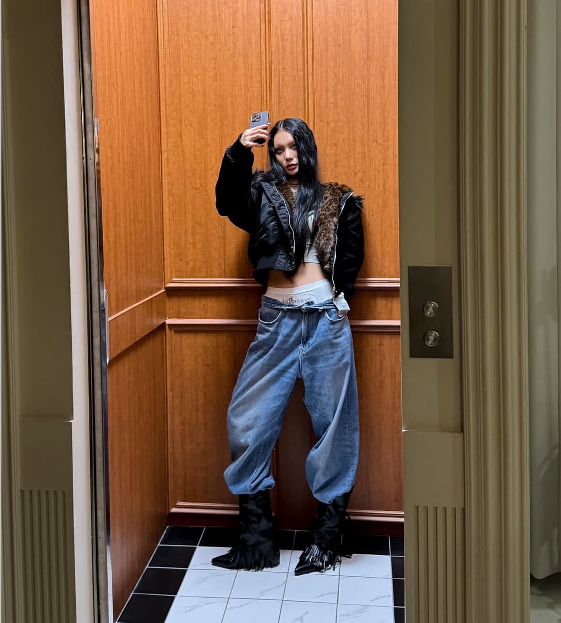 낫노잉 Fur Trim MA-1 Padded Jumper (BLACK) 상품이미지2