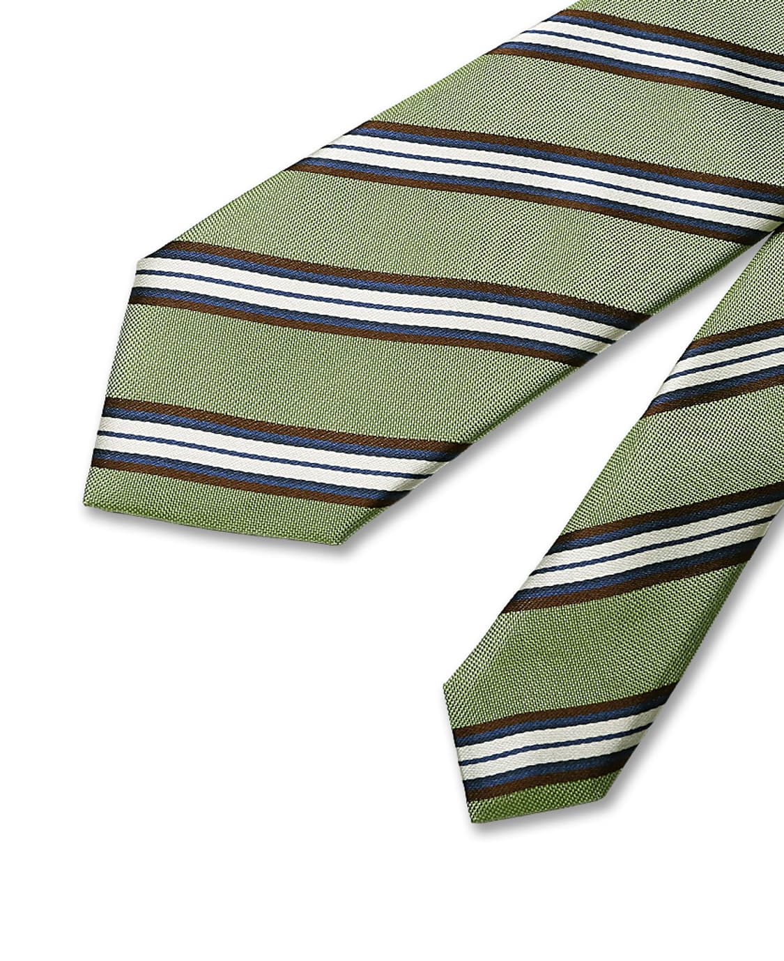 힐튼 [Hilton] 라이트 그린 실크 "메이드 이태리" 레지멘탈 타이 상품이미지2