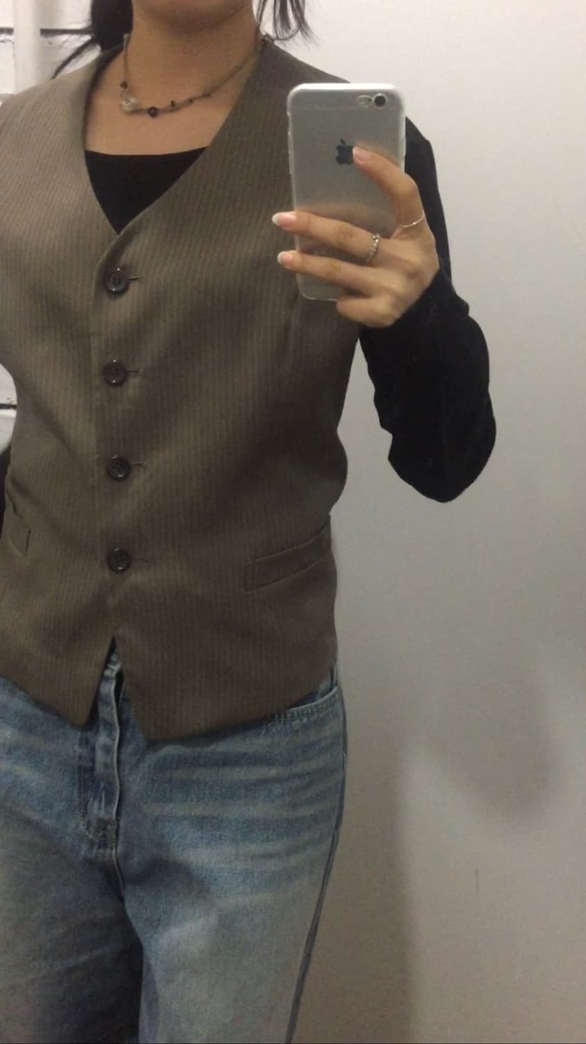 브라운 스트라이프 베스트 상품이미지1