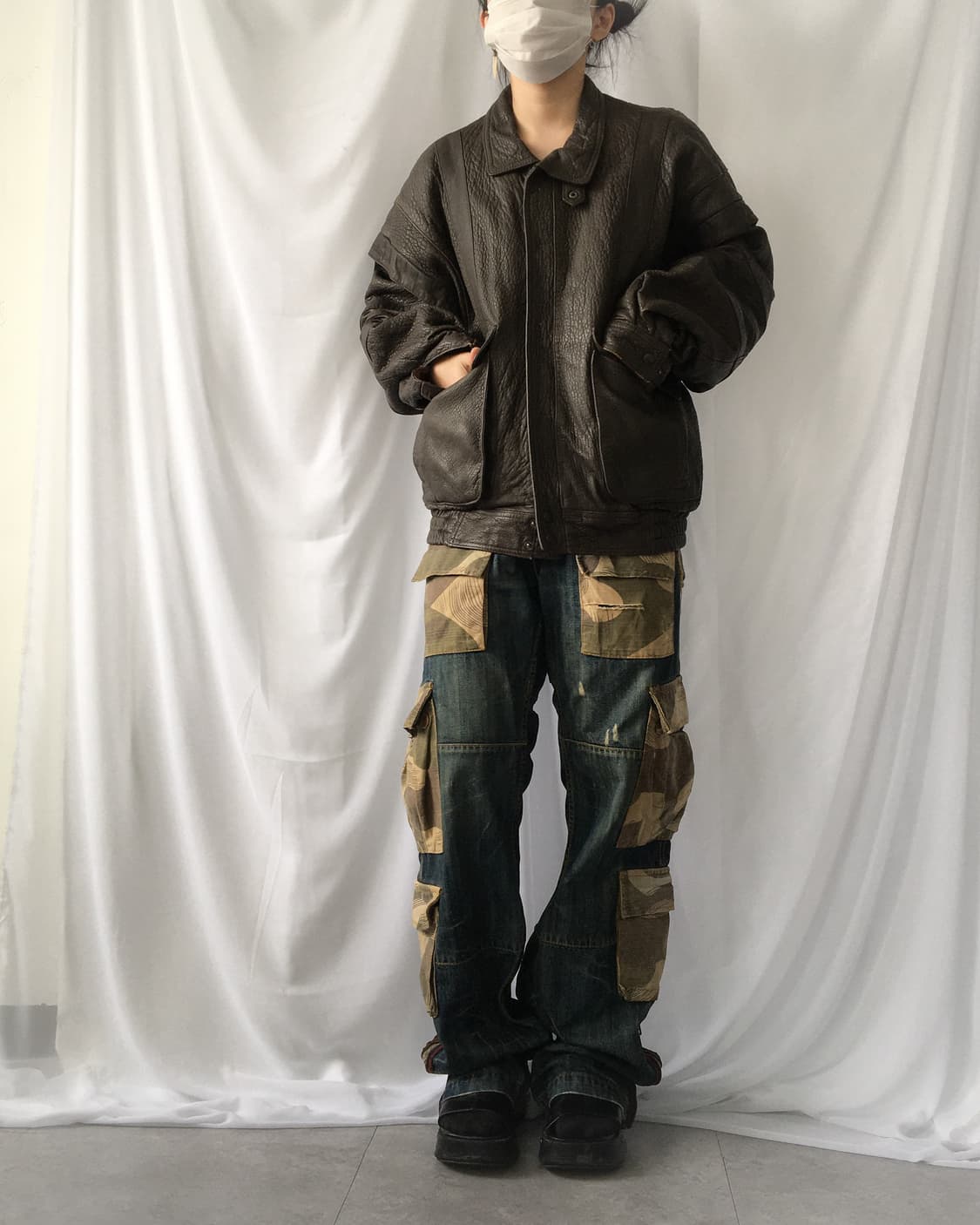 Camo pattern patch point denim pants 상품이미지9