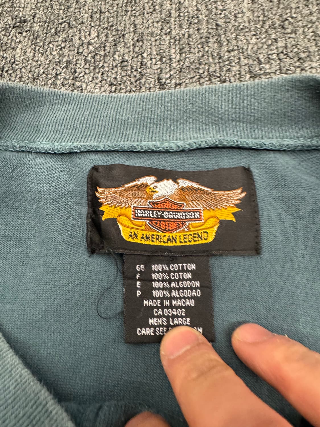 L)할리데이비슨 빈티지 V-TWIN POWER 자수 헨리넥 롱슬리브 상품이미지5