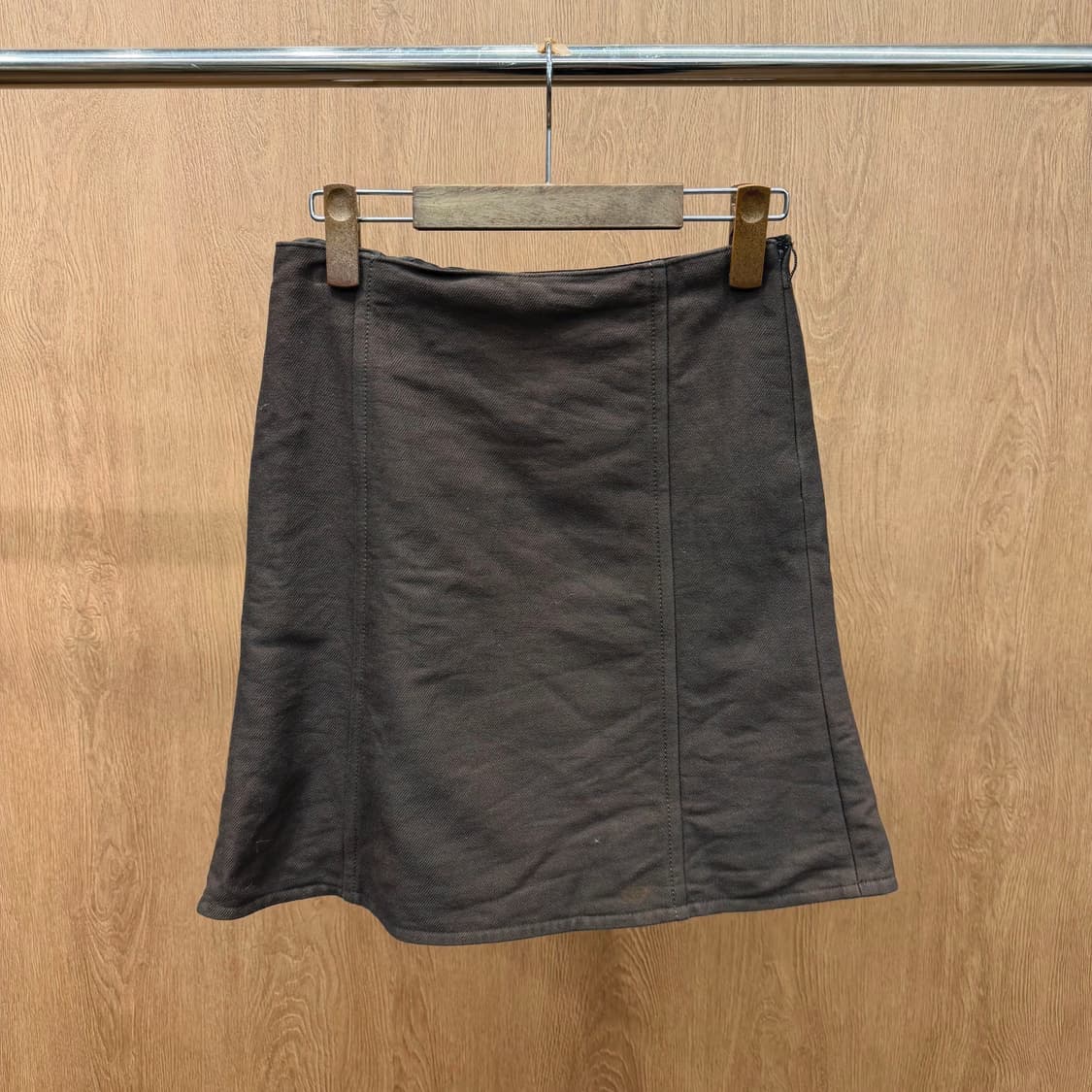 버버리 블루 라벨 울 코튼 미니 스커트 절개 디테일 A라인 브라운 상품이미지2