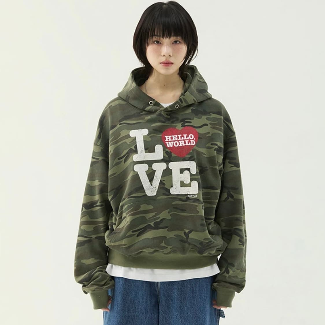 밈더워드로브 헬로 월드 LOVE 후드티_카모 상품이미지2