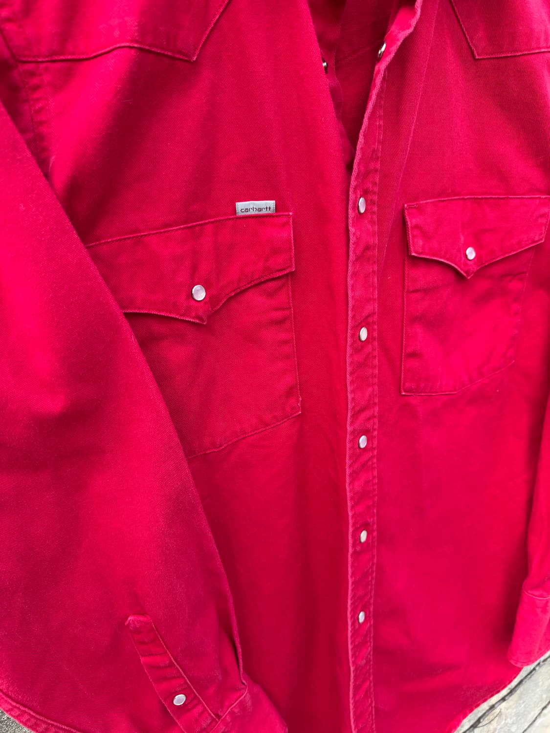 90s 칼하트 빈티지 헤비코튼 s01 웨스턴 셔츠 레드 상품이미지5