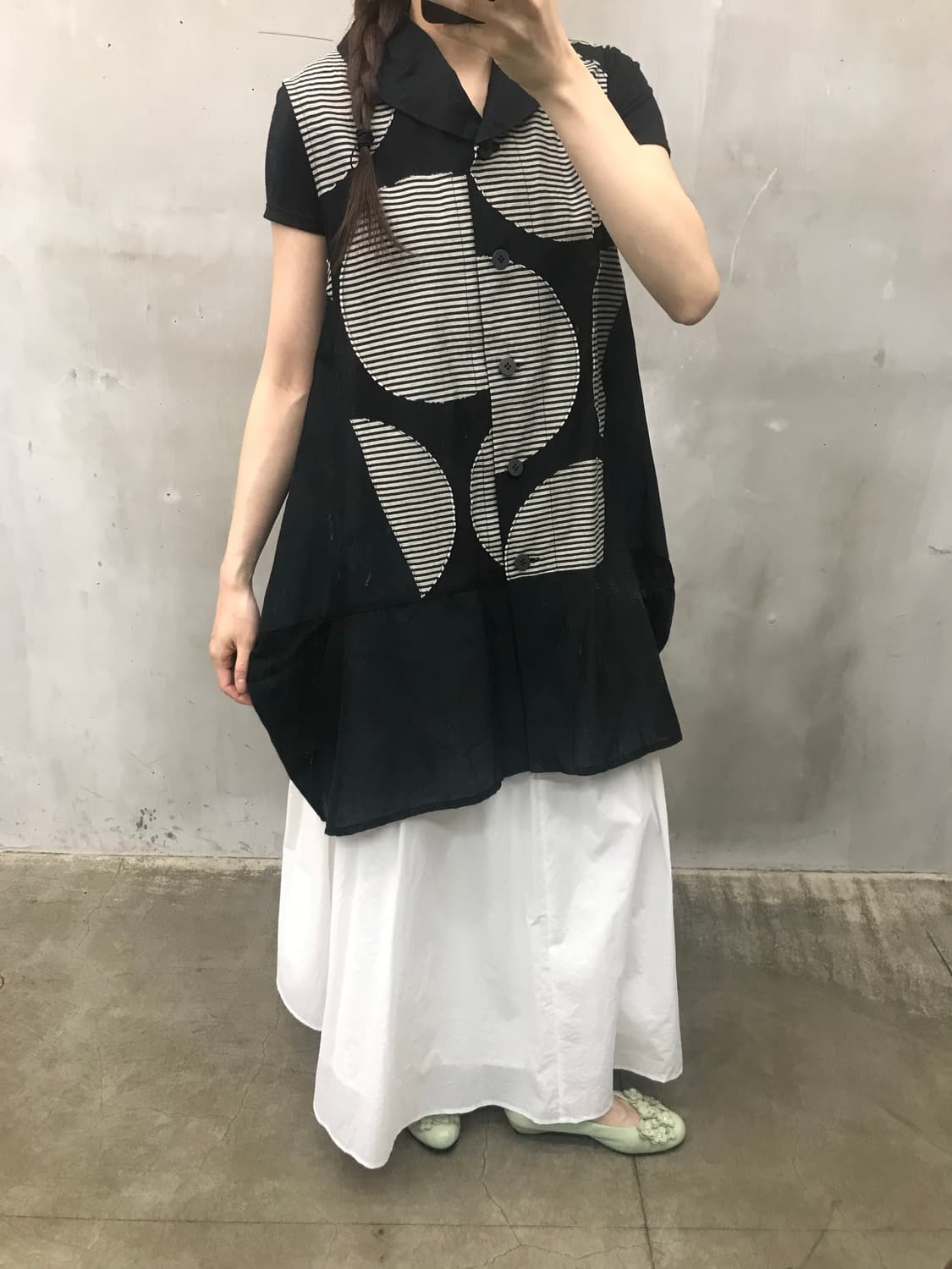 Patterned ballon long vest 상품이미지3