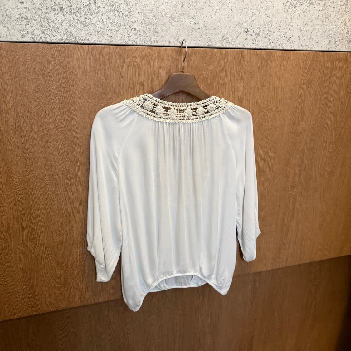 빈티지 블라우스 보헤미안 크로쉐 레이스 디테일 루즈핏 아이보리 상품이미지2