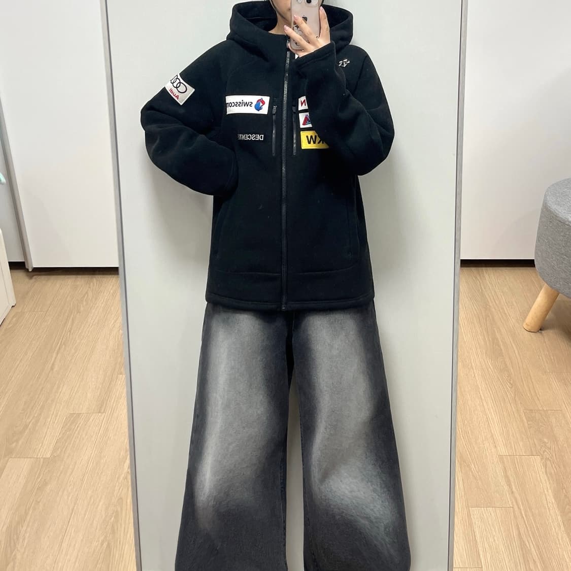 데상트 스위스 스키팀 본딩 플리스 후드집업 상품이미지1