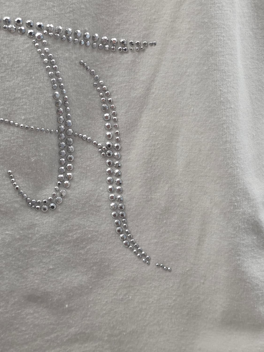 쓰리타임즈 쥬얼리 큐빅 반팔 티셔츠 화이트 스몰 상품이미지2