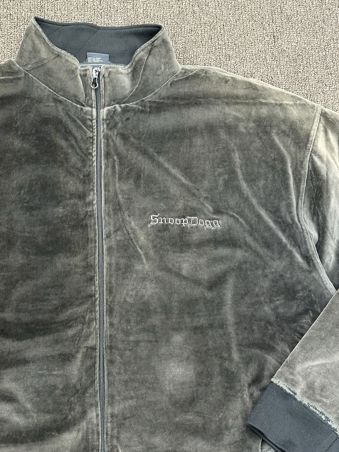 3XL)스눕독 빈티지 그레이 벨벳 집업 상품이미지3