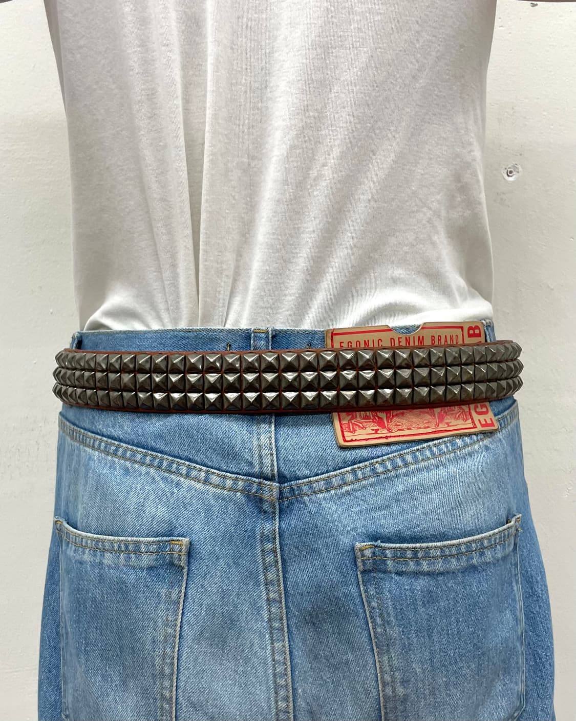 Leather Brown Stud Belt 상품이미지4