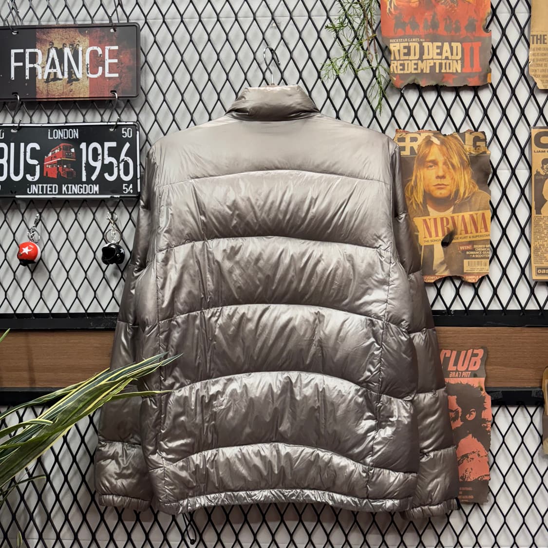 00s 챔피온 메탈릭 다운 패딩 자켓 전면 레이싱 패치 포인트 실버 상품이미지2
