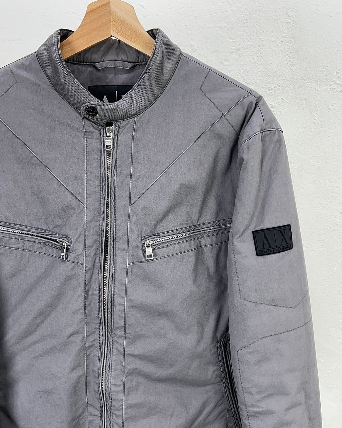 아르마니 익스체인지 라이트 그레이 기믹 지퍼 라이더 자켓 상품이미지3