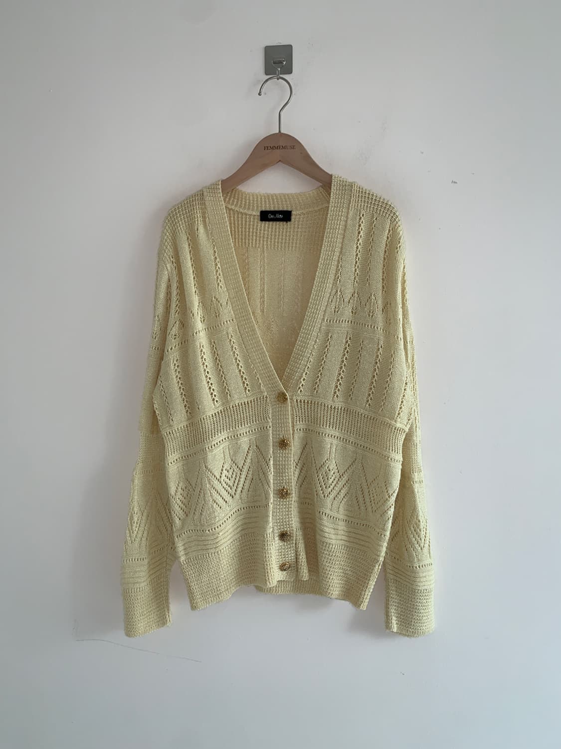 Gold button punching cardigan 상품이미지1