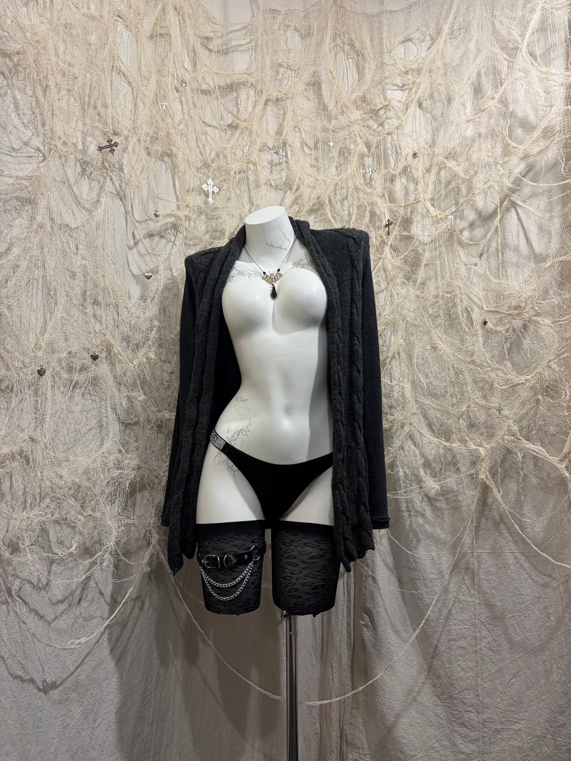 00‘s Grunge cable knit Cardigan 상품이미지2