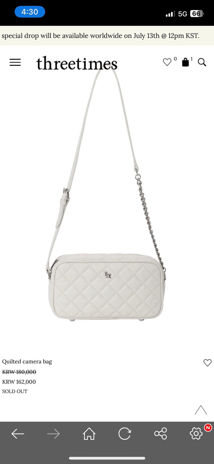 쓰리타임즈 Quilted camera bag 카메라백 상품이미지1